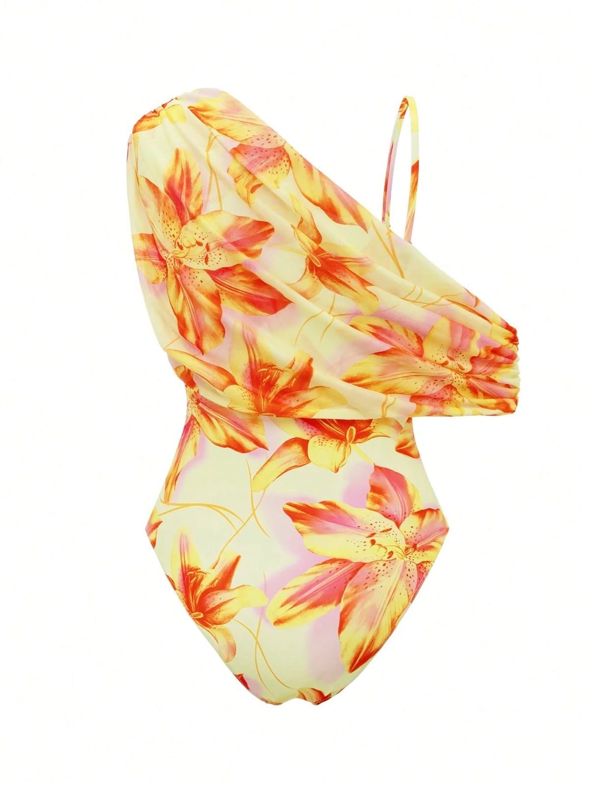Sirith Knitted Floral Digital Print Sexy Wireless Bikini Set, Elegant Summer Swimwear For Beach Vacation, Party, Outing Orange Floral