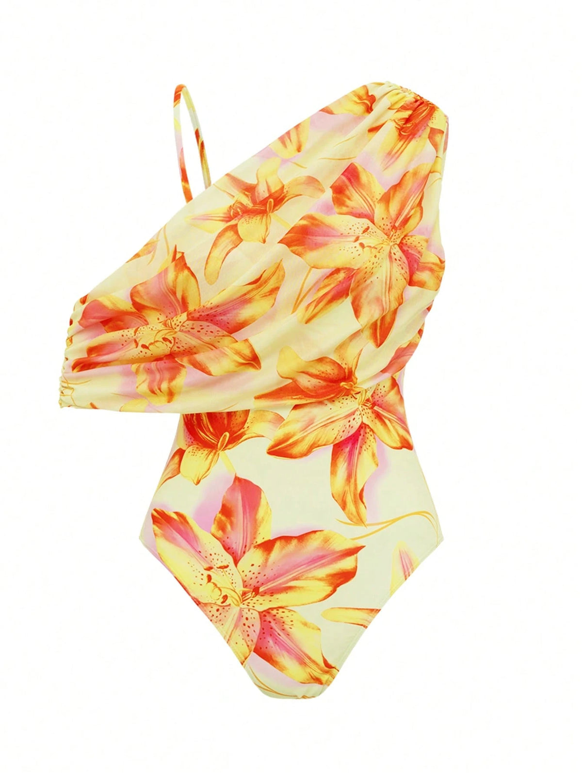 Sirith Knitted Floral Digital Print Sexy Wireless Bikini Set, Elegant Summer Swimwear For Beach Vacation, Party, Outing Orange Floral