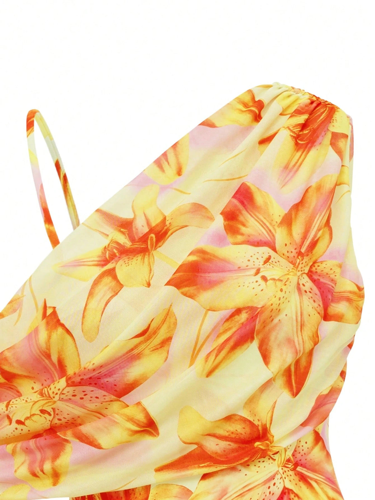Sirith Knitted Floral Digital Print Sexy Wireless Bikini Set, Elegant Summer Swimwear For Beach Vacation, Party, Outing Orange Floral