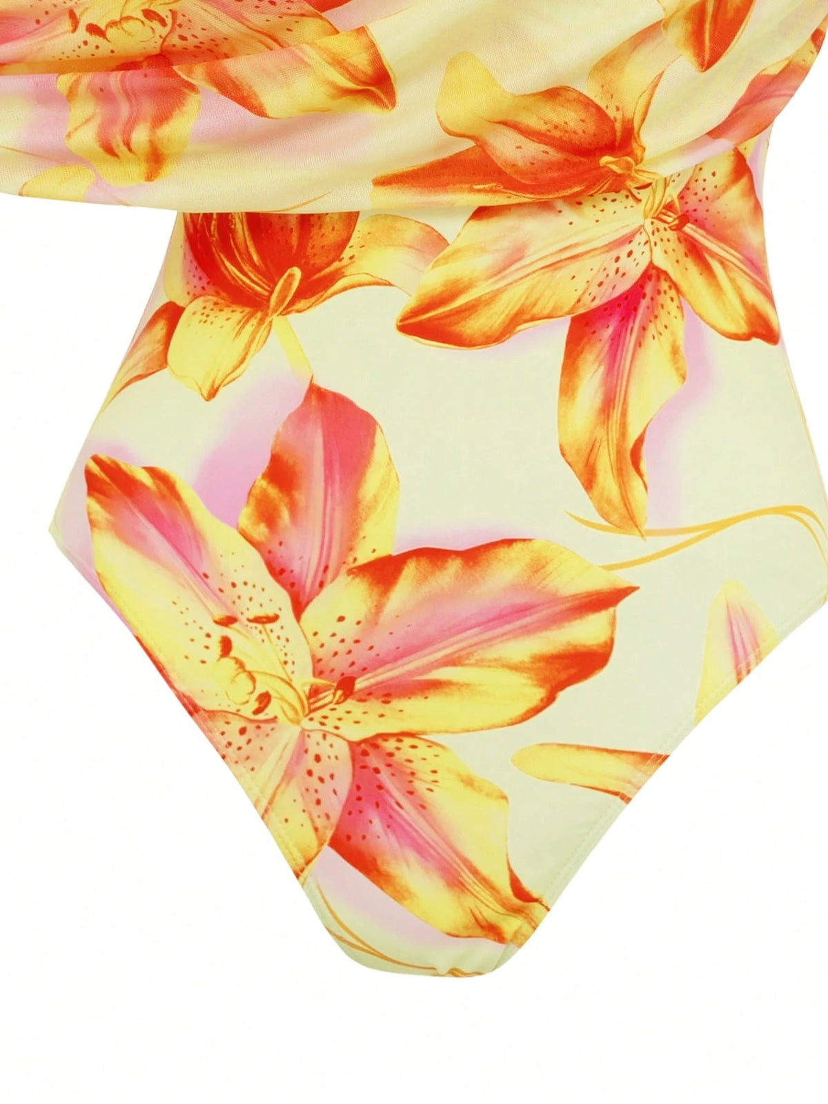 Sirith Knitted Floral Digital Print Sexy Wireless Bikini Set, Elegant Summer Swimwear For Beach Vacation, Party, Outing Orange Floral