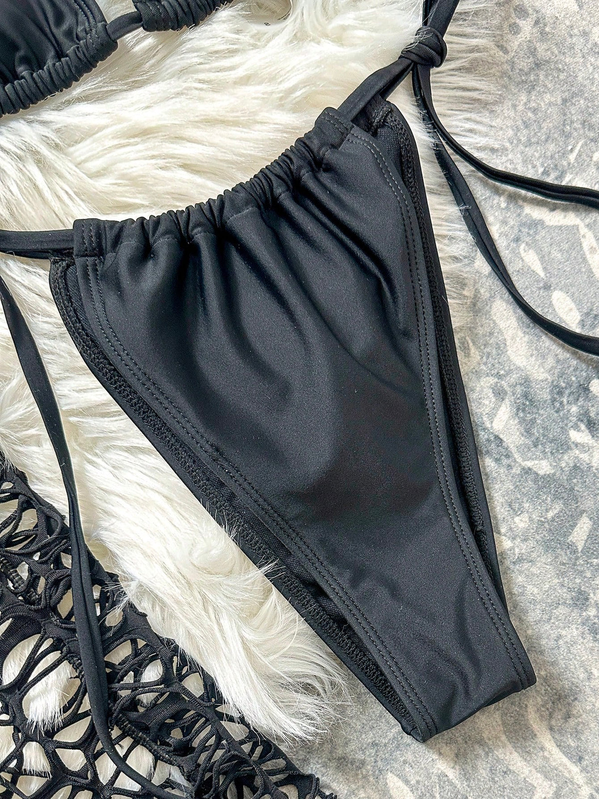 Sirith Women's Black Summer Beach Vacation Halter Bikini Set And Hollow Out Lace See Through Bodycon Maxi Dress,Casual Holiday Holiday Cover Up Dress