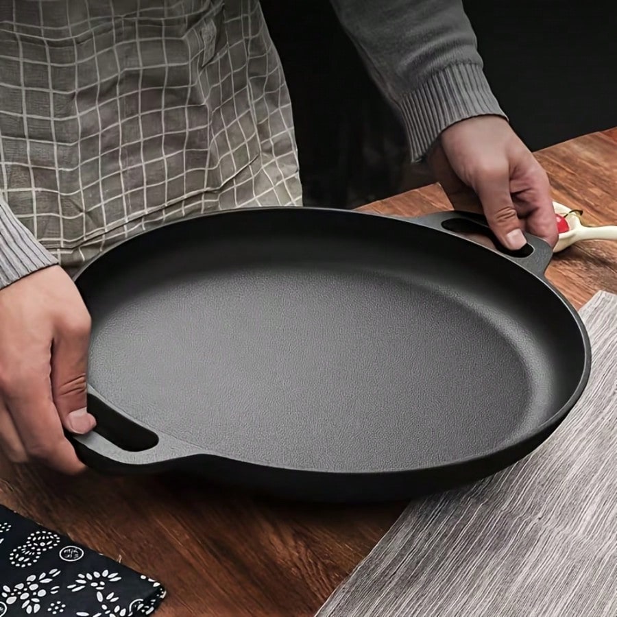 SKYNEST 1/2/3pcs Cast Iron Pan, Pre Seasoned, Multifunctional, Non-Stick, For Pizza Lovers, For Home Kitchens, Outdoor Cooking, Durable, Even-Heating, Versatile, Compatible With All Stoves, Perfect Fo