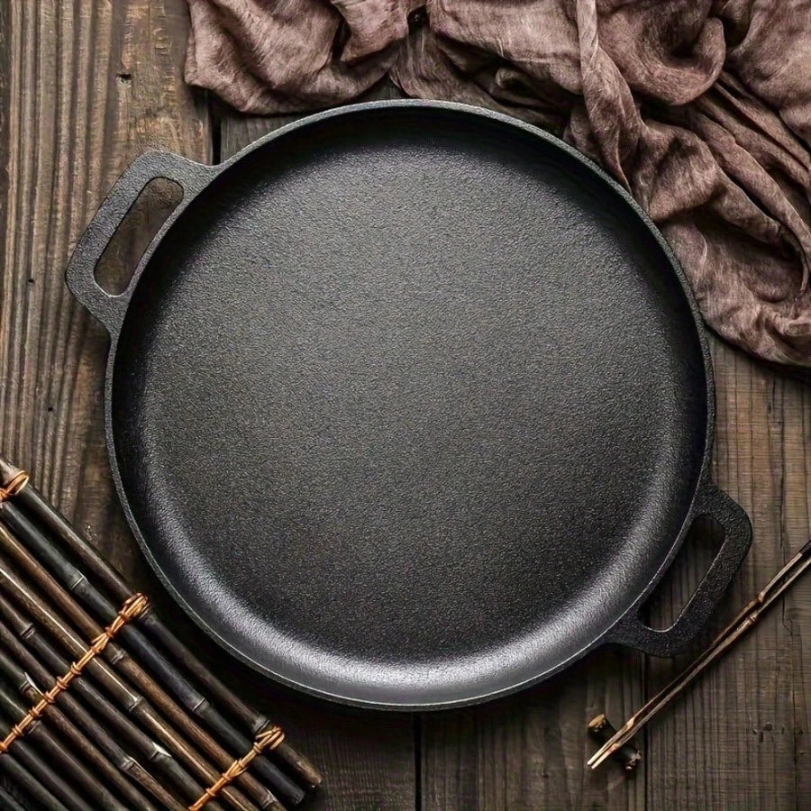 SKYNEST 1/2/3pcs Cast Iron Pan, Pre Seasoned, Multifunctional, Non-Stick, For Pizza Lovers, For Home Kitchens, Outdoor Cooking, Durable, Even-Heating, Versatile, Compatible With All Stoves, Perfect Fo