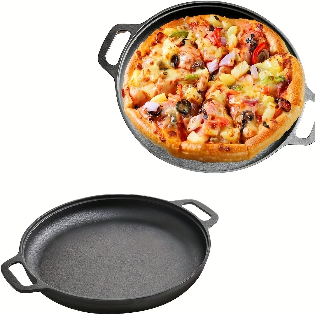 SKYNEST 1/2/3pcs Cast Iron Pan, Pre Seasoned, Multifunctional, Non-Stick, For Pizza Lovers, For Home Kitchens, Outdoor Cooking, Durable, Even-Heating, Versatile, Compatible With All Stoves, Perfect Fo