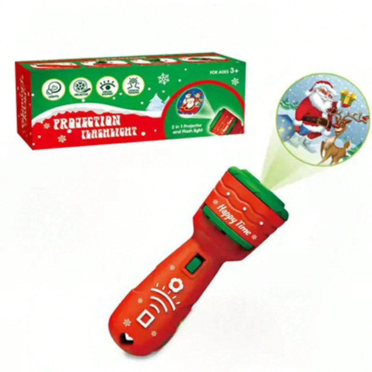 SKYQITIAN 2-In-1 Projector And Flash Light, Fun Christmas Flashlight Projector, Novel Gift Flashlight Projection Luminous Fun Educational Early Childhood Projector Lamp Suitable For Boys And Girls Fun