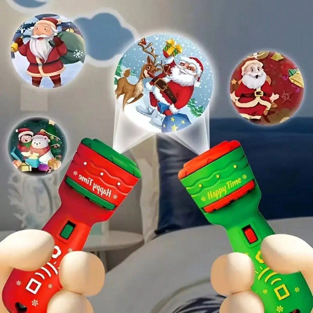 SKYQITIAN 2-In-1 Projector And Flash Light, Fun Christmas Flashlight Projector, Novel Gift Flashlight Projection Luminous Fun Educational Early Childhood Projector Lamp Suitable For Boys And Girls Fun