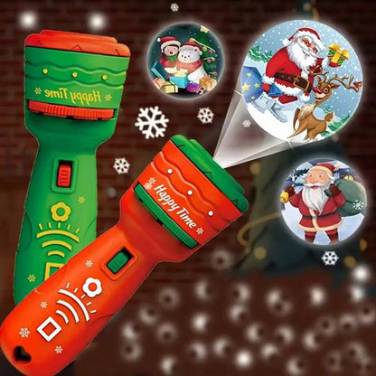 SKYQITIAN 2-In-1 Projector And Flash Light, Fun Christmas Flashlight Projector, Novel Gift Flashlight Projection Luminous Fun Educational Early Childhood Projector Lamp Suitable For Boys And Girls Fun
