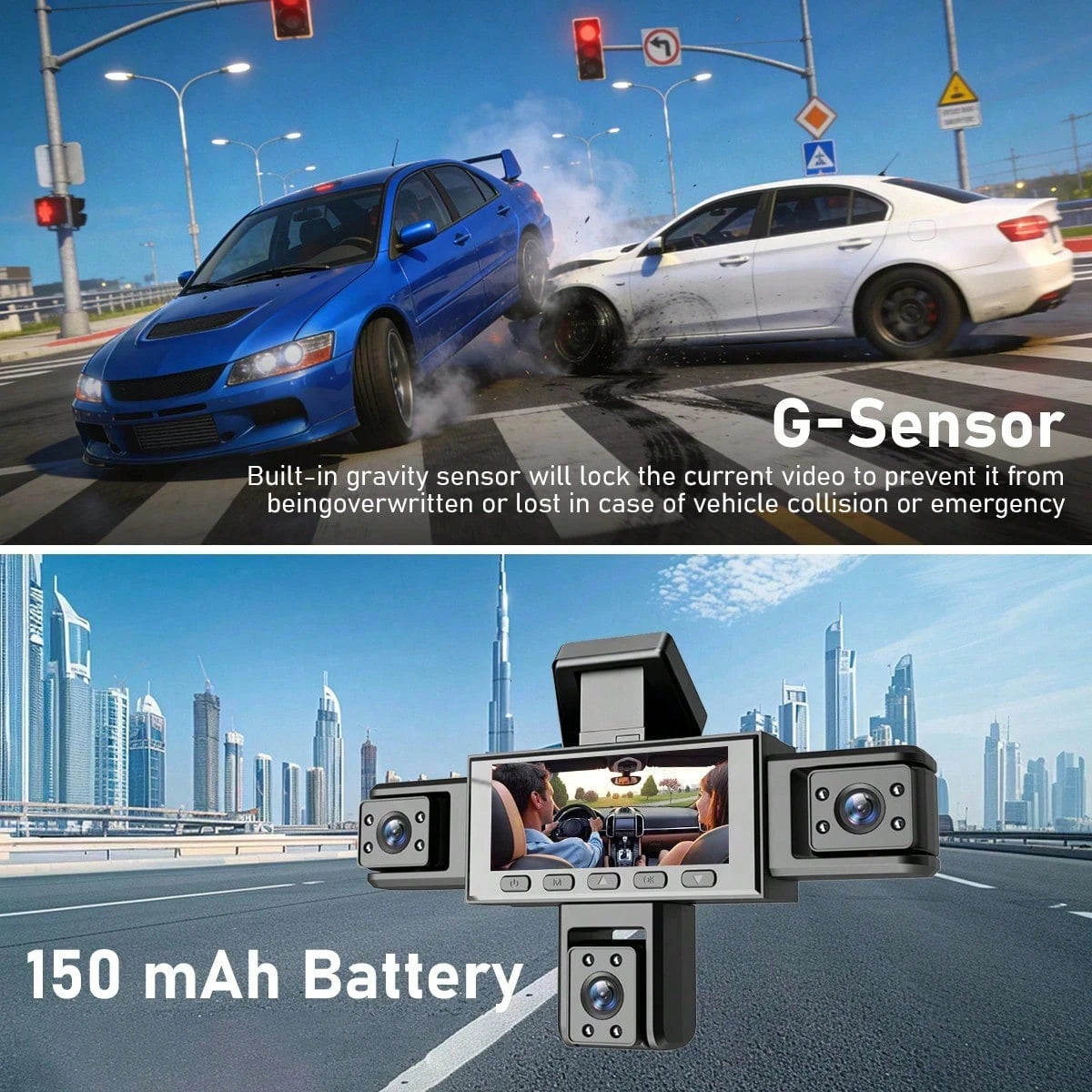 SKYWORTH SIDAKEYE 360° Panoramic 5-Channel Dash Cam, Supports 1080P Full HD Recording, Equipped With Front, Rear, Left, Middle, Right Interior Cameras, Features Night Vision, Loop Recording-Suitable F