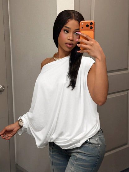 Slaydiva All White,Summer,Casual,Everyday White Top For Women,Y2K Street Sweet Style,Simple Basic Early Spring Music Festival Travel & Commute