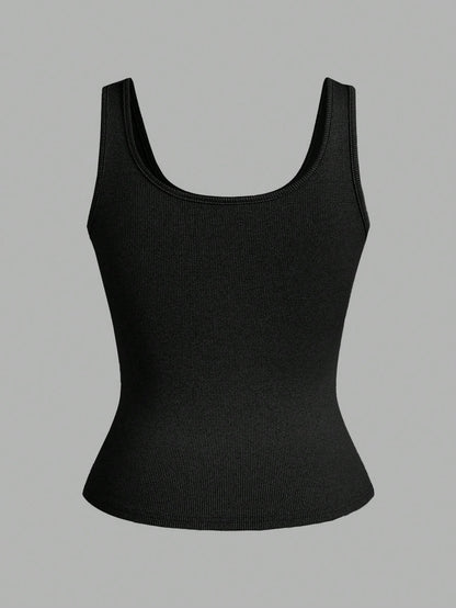 Slaydiva Multi-Pack Basic Slip Cami Top, Narrow Ribbed V-Neck Tank For Women, Black & White, Casual