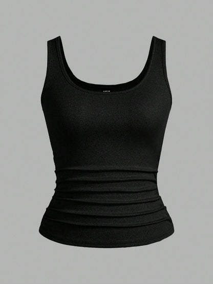 Slaydiva Multi-Pack Basic Slip Cami Top, Narrow Ribbed V-Neck Tank For Women, Black & White, Casual