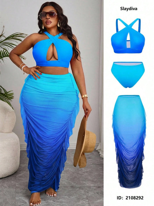 Slaydiva Plus Size Ombre Swimwear Set