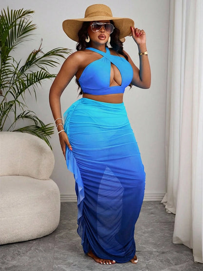 Slaydiva Plus Size Ombre Swimwear Set