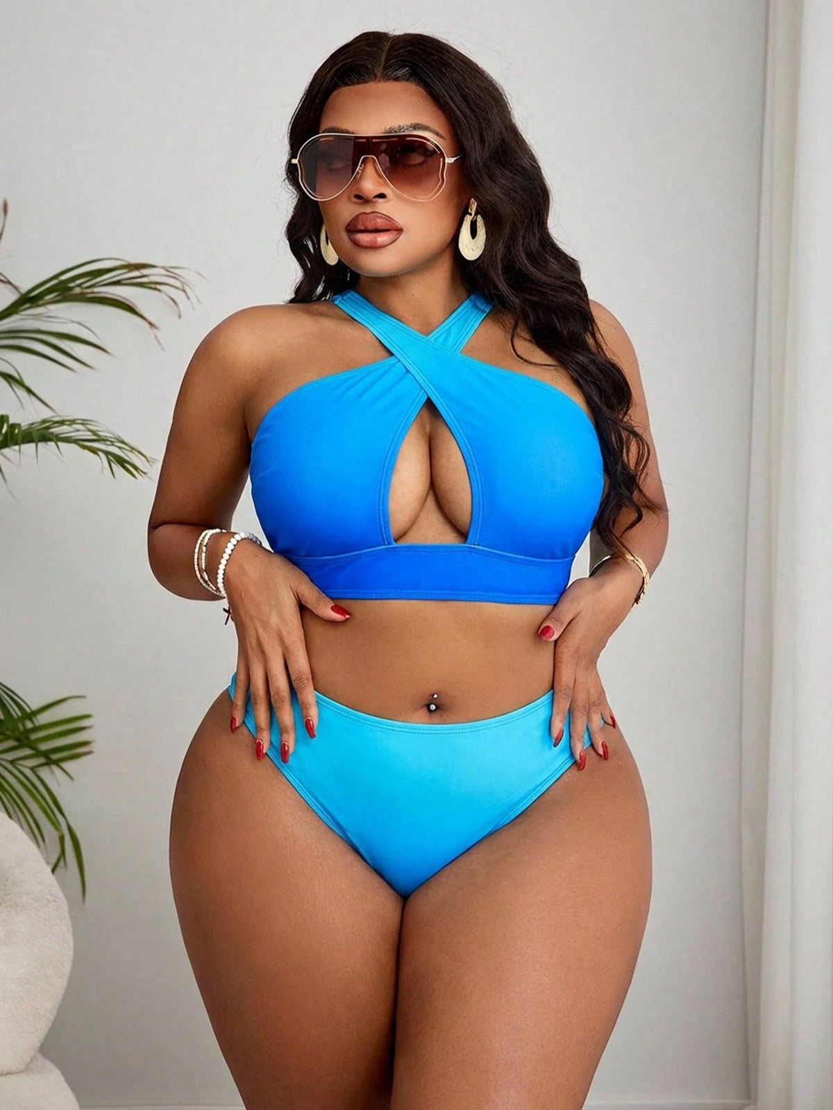Slaydiva Plus Size Ombre Swimwear Set