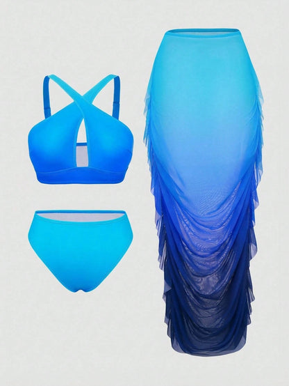 Slaydiva Plus Size Ombre Swimwear Set