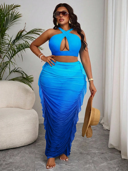 Slaydiva Plus Size Ombre Swimwear Set