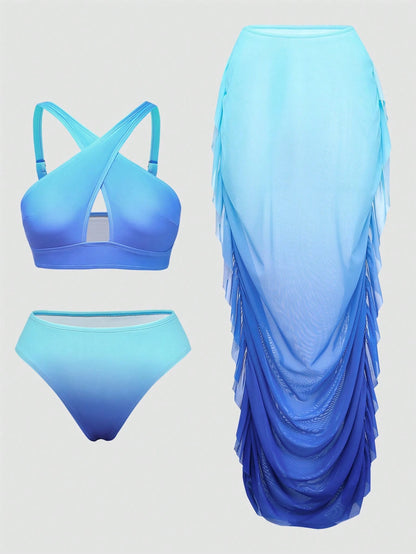 Slaydiva Plus Size Ombre Swimwear Set