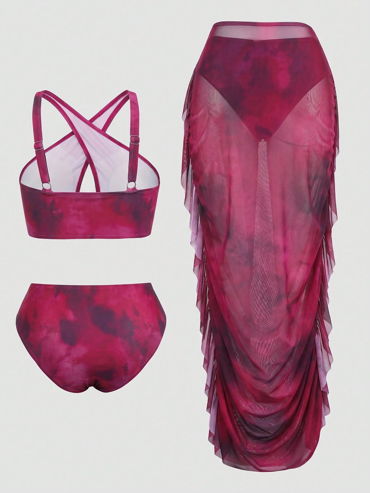 Slaydiva Plus Size Tie-Dye Print Bikini Set