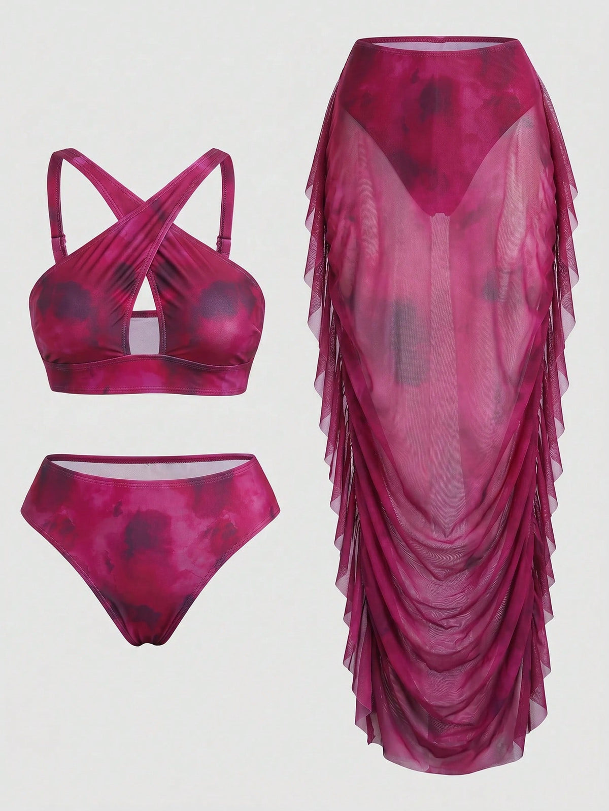 Slaydiva Plus Size Tie-Dye Print Bikini Set