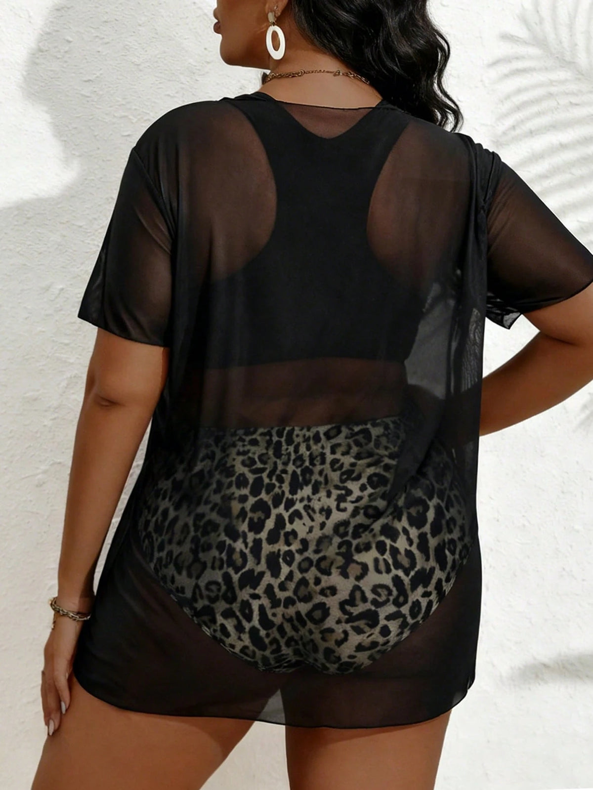 Slaydiva Plus Size Women 3pcs Set White Black Print Hoodie Top Camisole Bikini Swimwear Set Beach Summer Sexy
