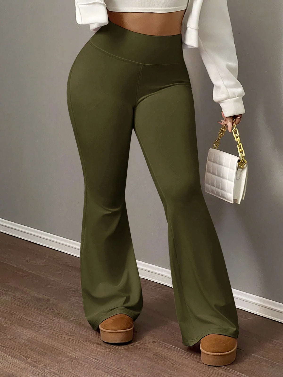 Slaydiva Women's High-Waisted Slimming Yoga Pants, Solid Color Stretch Fitness Leggings