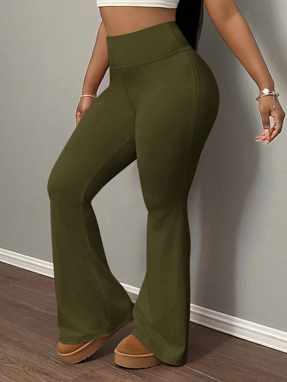 Slaydiva Women's High-Waisted Slimming Yoga Pants, Solid Color Stretch Fitness Leggings