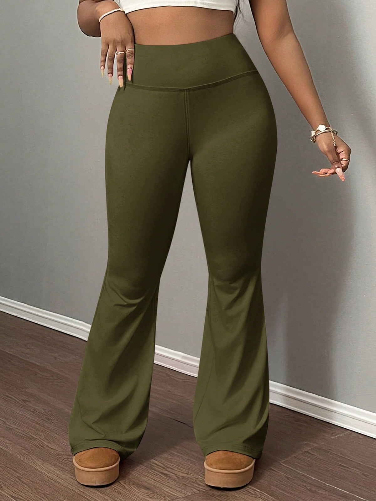 Slaydiva Women's High-Waisted Slimming Yoga Pants, Solid Color Stretch Fitness Leggings