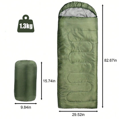 Sleeping Bag With Hood Portable Camping Sleeping Bag| Warm Hollow Cotton Filled Lightweight Envelope Sleeping Bag With Adjustable Strap & Windproof Hood| Outdoor Camping Office Use Blanket Sleeping