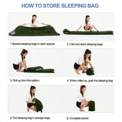 Sleeping Bag With Hood Portable Camping Sleeping Bag| Warm Hollow Cotton Filled Lightweight Envelope Sleeping Bag With Adjustable Strap & Windproof Hood| Outdoor Camping Office Use Blanket Sleeping