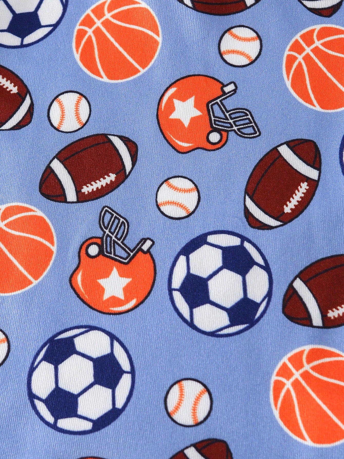 Snug Fit Pajamas 2-Piece Set For Baby Boys, Long Sleeve T-Shirt And Tight Pants With Fun Ball Pattern Design, Soft And Skin-Friendly Fabric, Comfortable Home Wear For Kids, Promoting Comfortable