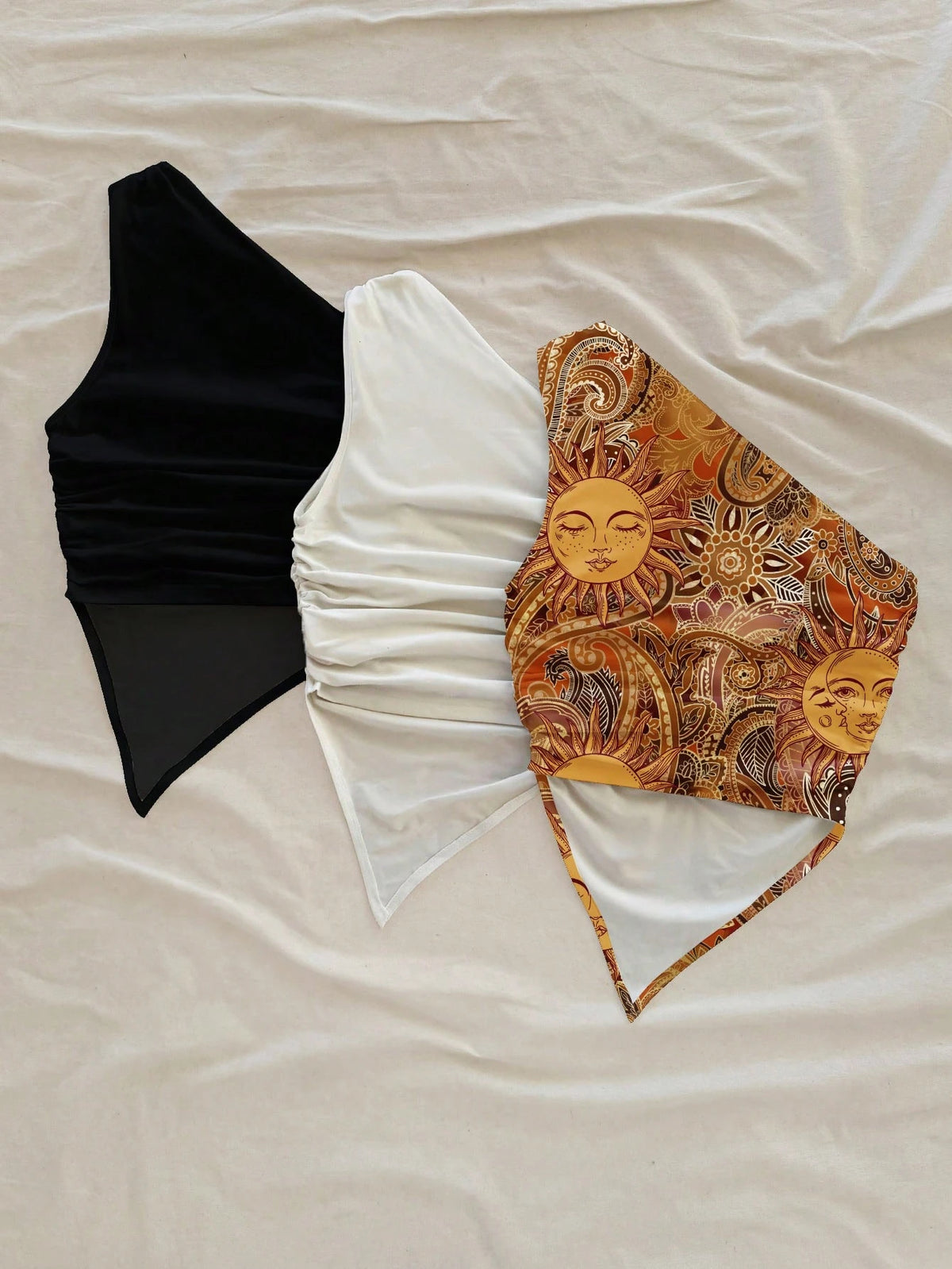 Soleia 4pcs/Set Black,70's,Beach Club,Holiday,Party Disco,Holiday Casual Strapless Sleeveless Tops,Boho Beach Vacation,Music Festival,No Chest Padding