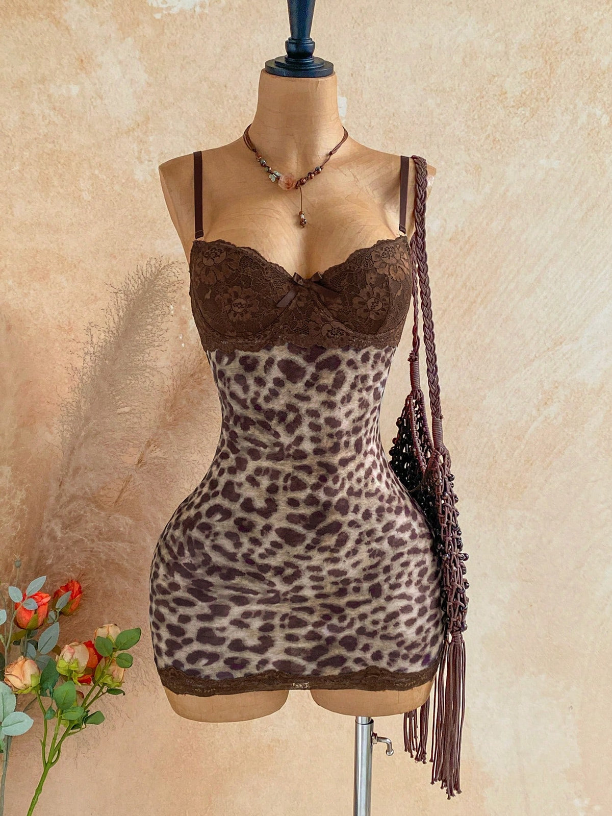 Soleia All Shades Of Brown,Summer,Seductive,Club Night Lace Cup Detail Tropical Floral Mesh Bodycon Mini Dress For Date,Garden,Boho Vacation Vintage Clothes