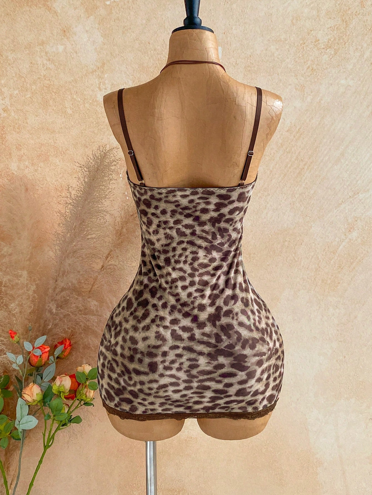 Soleia All Shades Of Brown,Summer,Seductive,Club Night Lace Cup Detail Tropical Floral Mesh Bodycon Mini Dress For Date,Garden,Boho Vacation Vintage Clothes