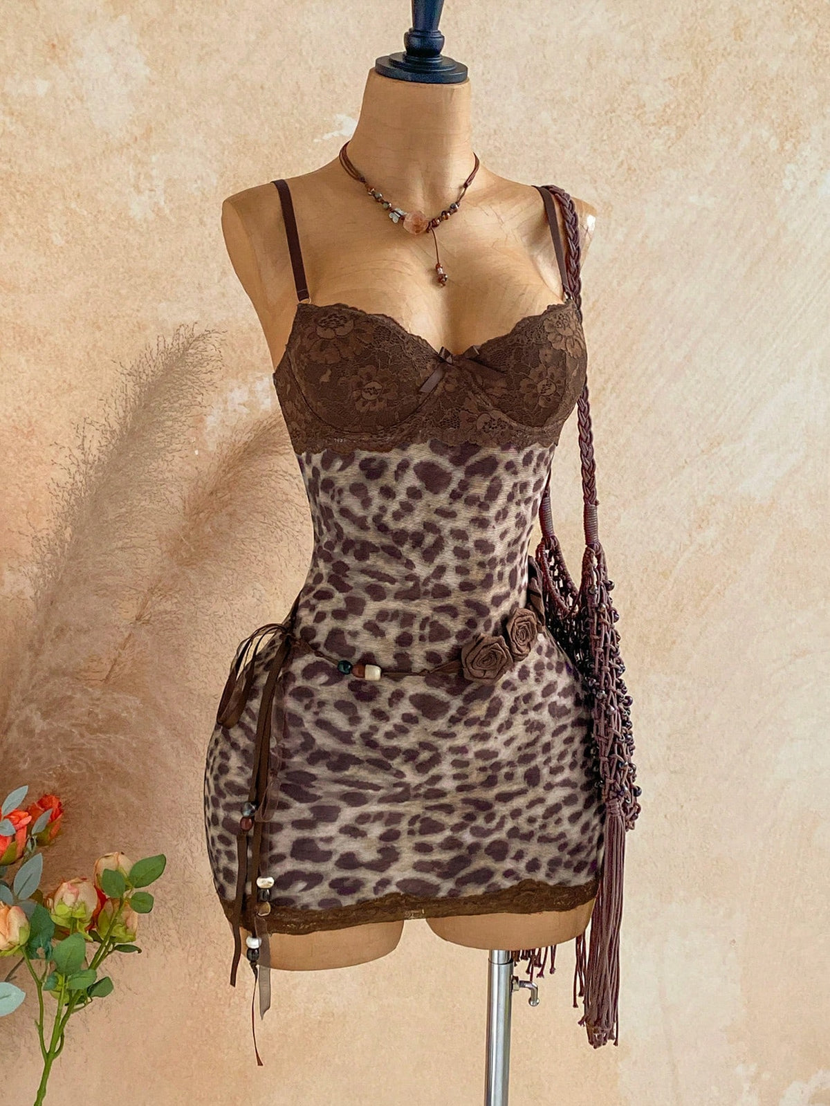 Soleia All Shades Of Brown,Summer,Seductive,Club Night Lace Cup Detail Tropical Floral Mesh Bodycon Mini Dress For Date,Garden,Boho Vacation Vintage Clothes