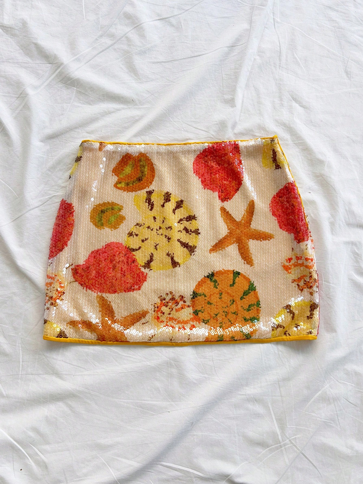 Soleia Beige Summer 2000s Beach Vacation Holiday Women's Retro Orange Glitter Embroidered Low Waist High Slit Mini Skirt,Bohemian Style Party Wear