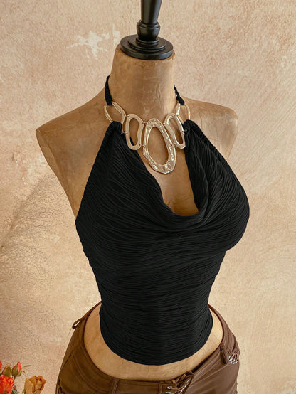 Soleia Spring/Summer New Casual Vacation Western Beach Wedding Guest Attire Graduation Brunch St. Patrick's Day Spring Break Easter Music Festival Elegant Bohemian Tropical Halter Backless Tie Strap M