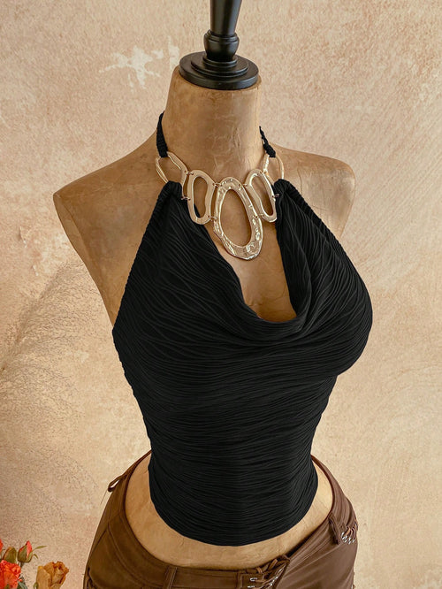 Soleia Spring/Summer New Casual Vacation Western Beach Wedding Guest Attire Graduation Brunch St. Patrick's Day Spring Break Easter Music Festival Elegant Bohemian Tropical Halter Backless Tie Strap M