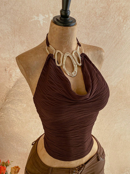 Soleia Spring/Summer New Casual Vacation Western Beach Wedding Guest Attire Graduation Brunch St. Patrick's Day Spring Break Easter Music Festival Elegant Bohemian Tropical Halter Backless Tie Strap M