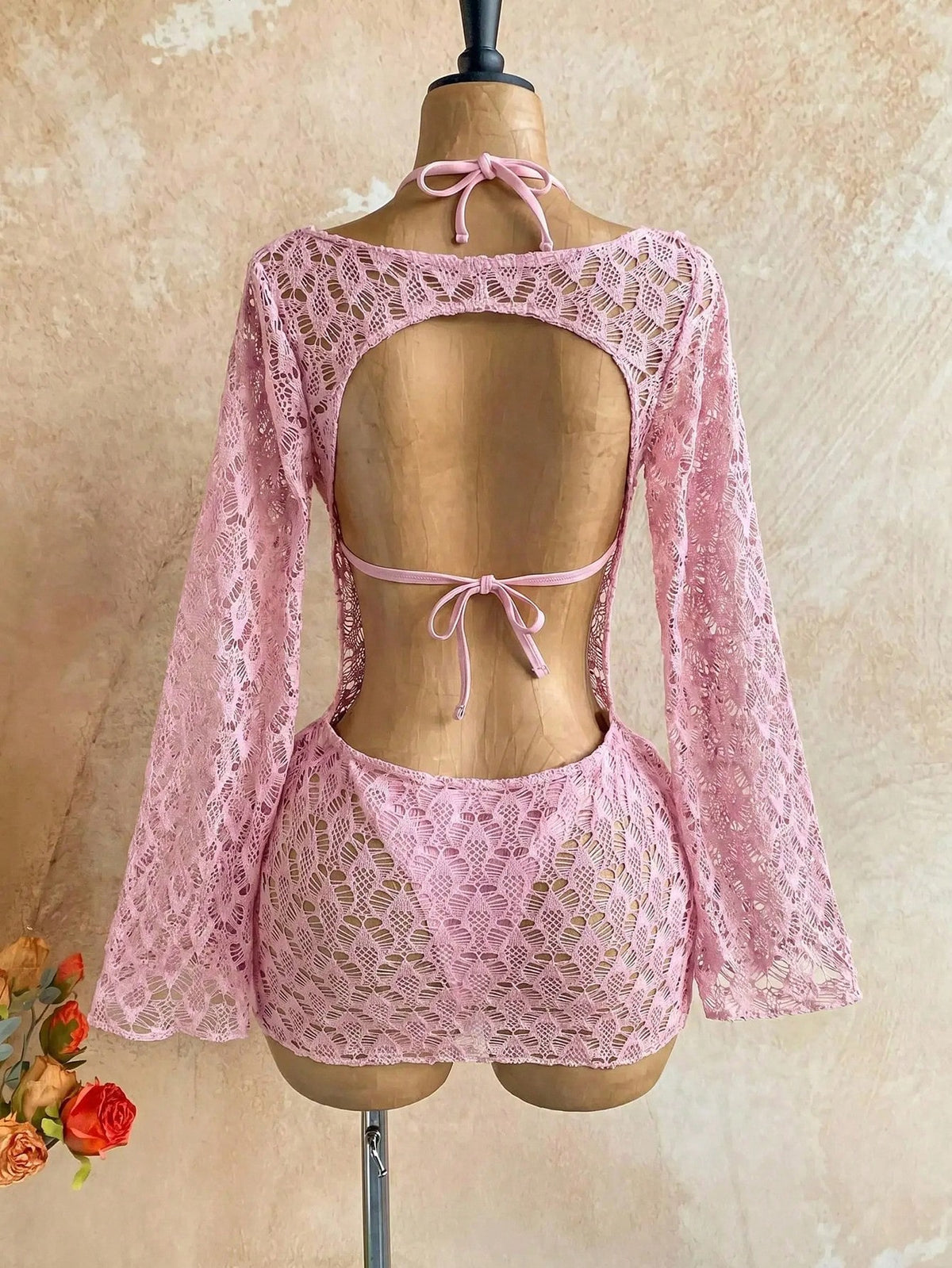 Soleia Women's 3-Piece Sexy Bikini Swimsuit With Pink Mesh Cover-Up Skirt, Fashionable Sexy Swimwear Bathing Suit For Women Beach Outfits