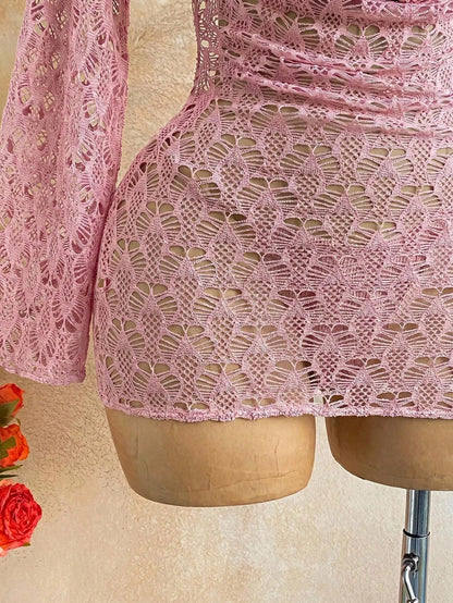 Soleia Women's 3-Piece Sexy Bikini Swimsuit With Pink Mesh Cover-Up Skirt, Fashionable Sexy Swimwear Bathing Suit For Women Beach Outfits