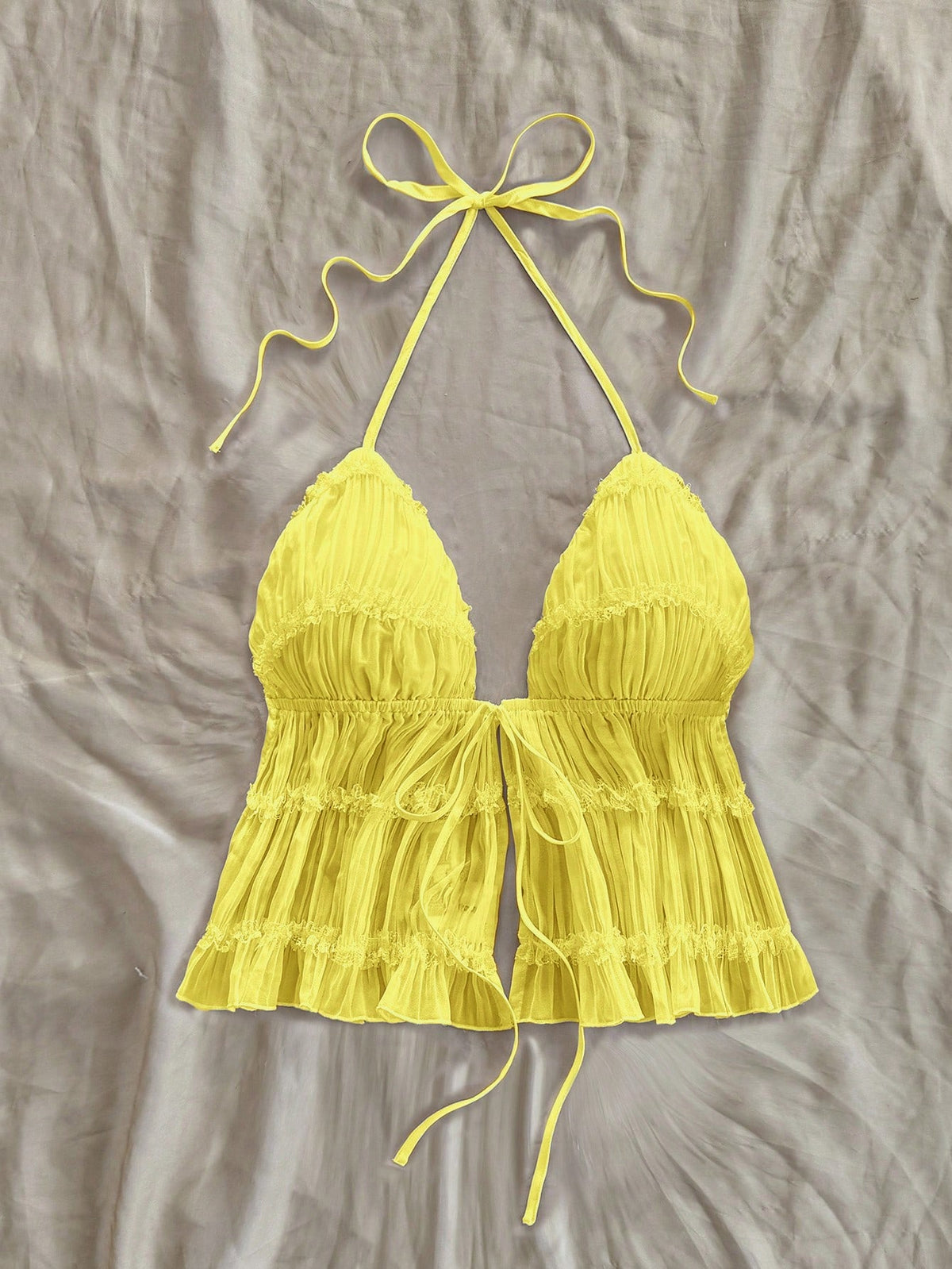 Soleia Women's Solid Color Halter Tie-Up Top Date Summer Top, Only Top, Without Skirt