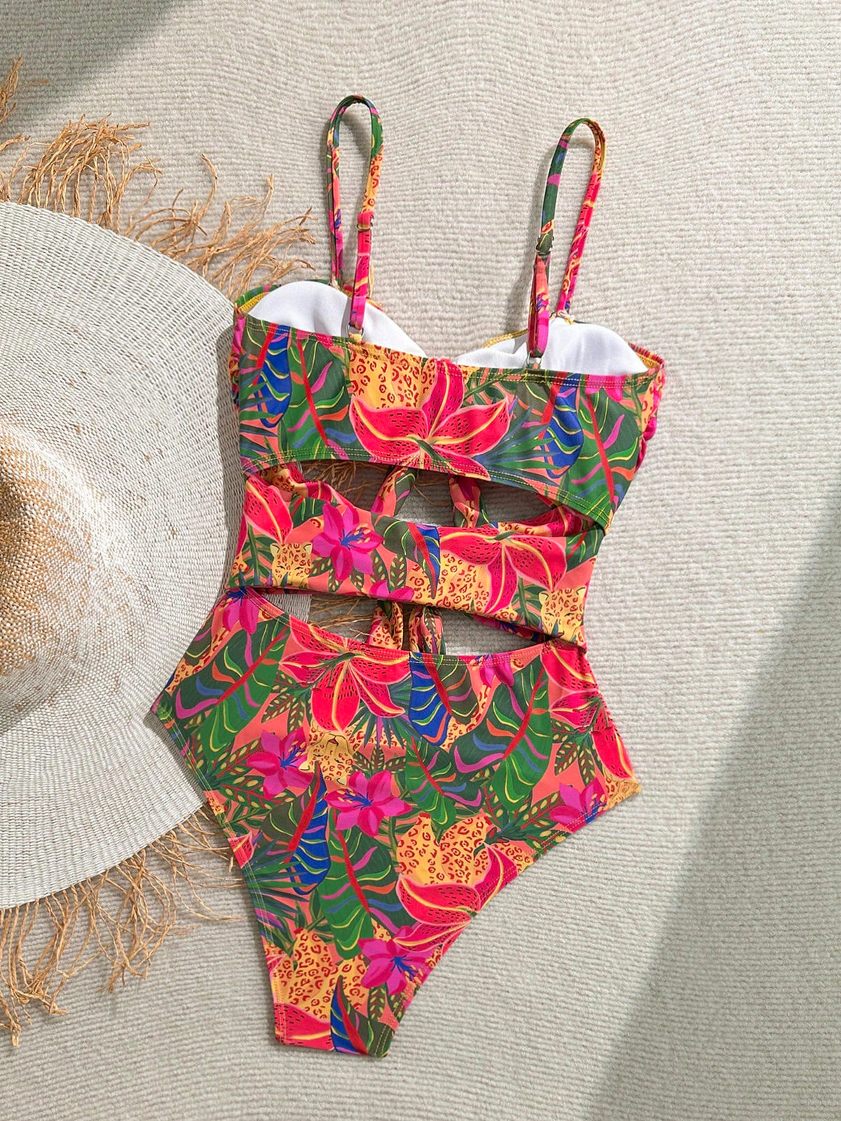 Soleia Women's Tropical Print Front Tie Bow One-Piece Swimsuit