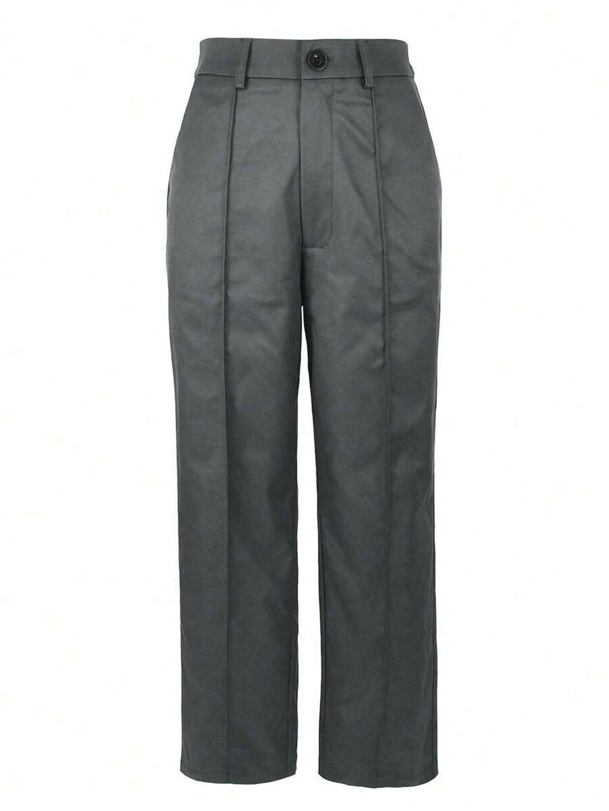 Solid Color Button Zipper Pocket Waist-Cinching Woven Non-Stretch Non-Breathable Suit Fabric Long Pants, Casual Office Commute Daily Spring Summer Style Straight Leg All-Season Long Pants Women's Spr
