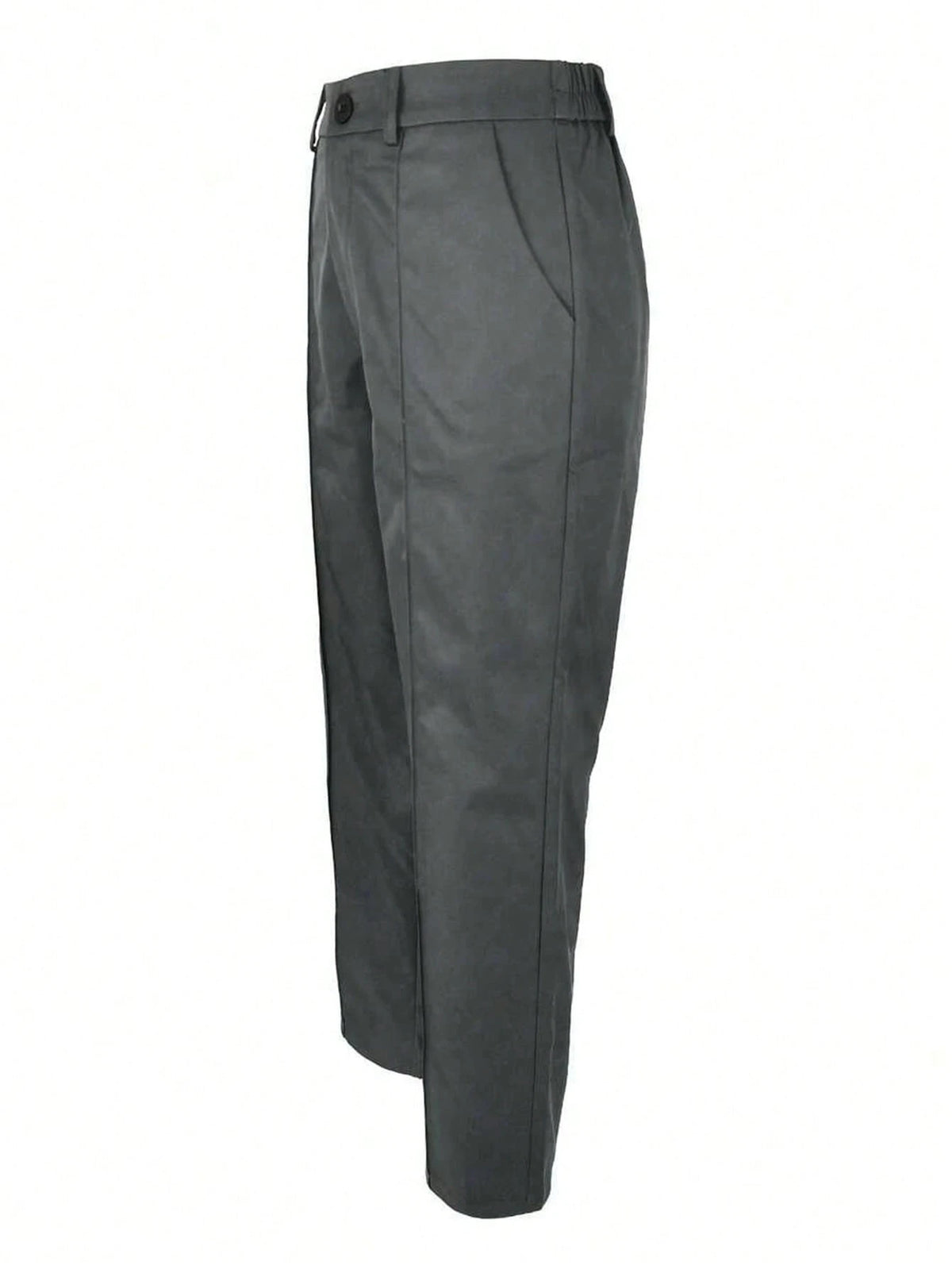 Solid Color Button Zipper Pocket Waist-Cinching Woven Non-Stretch Non-Breathable Suit Fabric Long Pants, Casual Office Commute Daily Spring Summer Style Straight Leg All-Season Long Pants Women's Spr