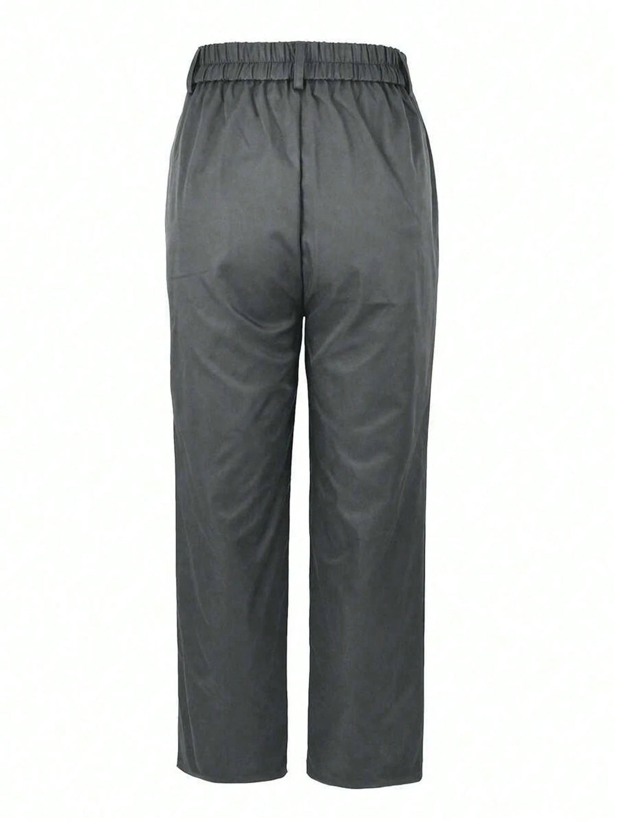 Solid Color Button Zipper Pocket Waist-Cinching Woven Non-Stretch Non-Breathable Suit Fabric Long Pants, Casual Office Commute Daily Spring Summer Style Straight Leg All-Season Long Pants Women's Spr