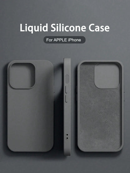 Solid Color Luxury Silicone Shockproof 1PC Liquid Silicone Case Compatible With Apple Compatible With IPhone 16 14 13 12 11 15 Pro Max Cover Compatible With IPhone 12 13 Mini 14 15 16 Plus Fashion Wit