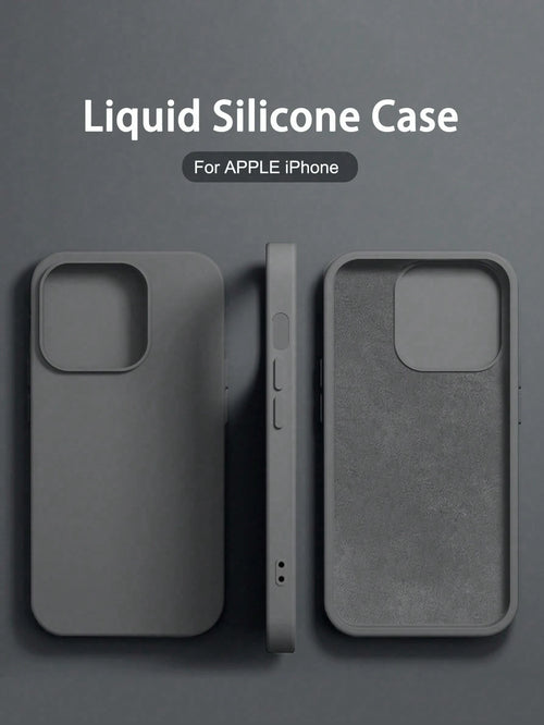 Solid Color Luxury Silicone Shockproof 1PC Liquid Silicone Case Compatible With Apple Compatible With IPhone 16 14 13 12 11 15 Pro Max Cover Compatible With IPhone 12 13 Mini 14 15 16 Plus Fashion Wit