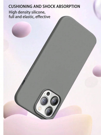 Solid Color Luxury Silicone Shockproof 1PC Liquid Silicone Case Compatible With Apple Compatible With IPhone 16 14 13 12 11 15 Pro Max Cover Compatible With IPhone 12 13 Mini 14 15 16 Plus Fashion Wit