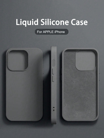 Solid Color Luxury Silicone Shockproof 1PC Liquid Silicone Case Compatible With Apple Compatible With IPhone 16 14 13 12 11 15 Pro Max Cover Compatible With IPhone 12 13 Mini 14 15 16 Plus Fashion Wit