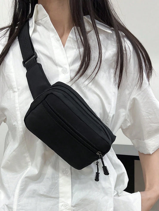 Solid Color Nylon Fabric Fashion Mini Plain Canvas Casual Versatile Tourism Chest Bag/Phone Pouch/Purse For Women